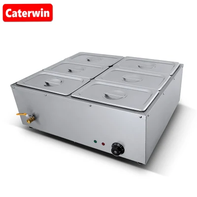 Caterwin 業務用厨房機器 フードウォーマー 1500W 電気プロフェッショナル ステンレス鋼 6パンビュッフェ ベインマリー